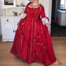 Gothic Victorian Evening Gown Satin Lace Pleated Corset Laced Cosplay Medieval