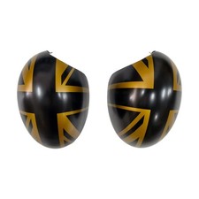 2x Spiegelkappen Geh&auml;use Gold Union Jack F&uuml;r Mini R55 R56 R57 R58 R59 R60 R61