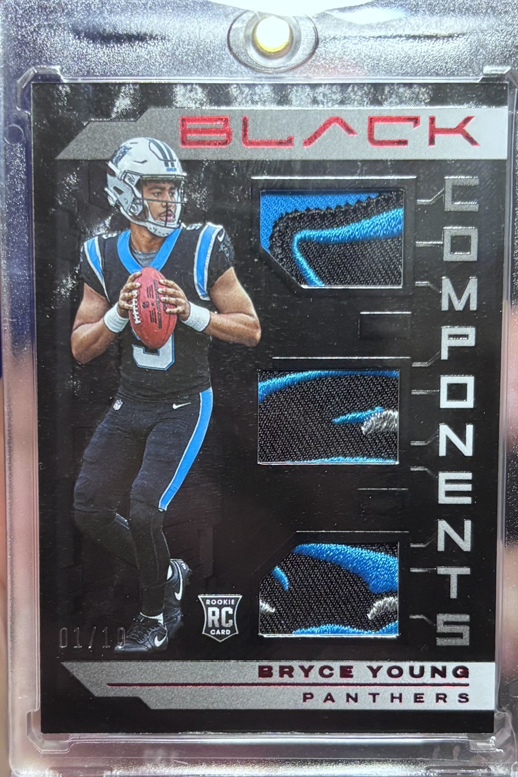 2023 Panini Black Components Bryce Young Ruby Triple Logo Patch 1/10 RC SSP