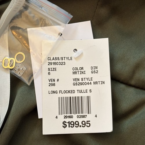 NWT Galina Signature Long Flocked Tulle Green Front Slit Bridesmaid Prom Dress 6 - Picture 12 of 15