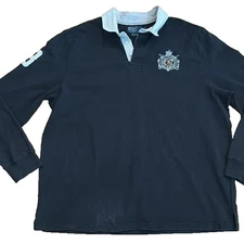 Polo Ralph Lauren Rugby Shirt Chief Keef Y2K Black Custom Fit XXL