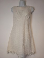 Mela London White Boucle Tweed Dress With Sequins Ebellished Size Medium