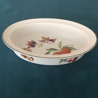 Royal Worcester Evesham Vale Oval Porcelain Baker Dish Fruit Pattern 1986