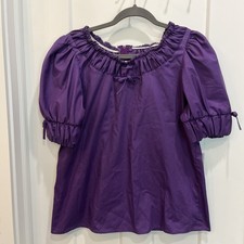 Partners Please Malco Modes Square Dancing Blouse Shirt Top Sz Large Purple VTG