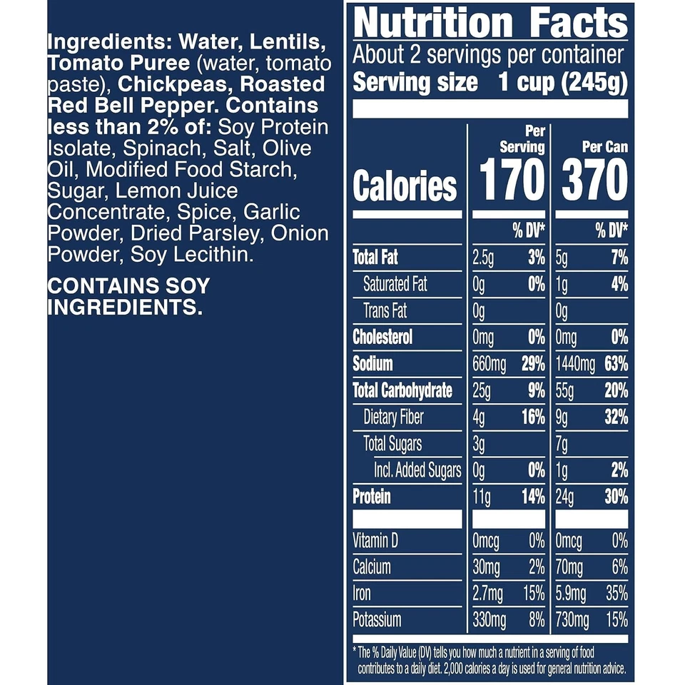 Progresso Mediterranean-Style Lentil Protein Soup, Vegetarian, 19 oz. Pack of 12 - Image 2 of 4