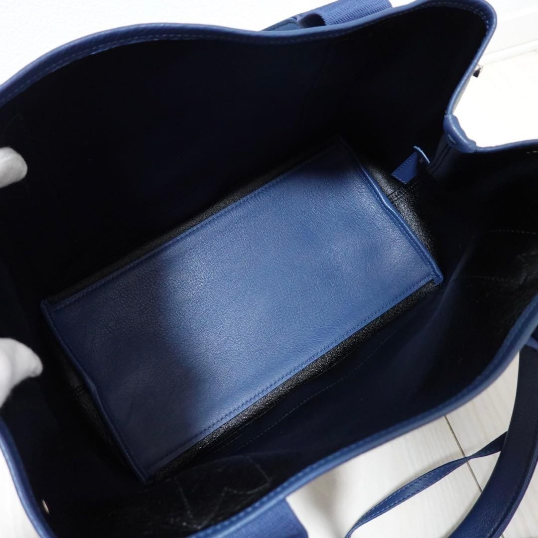 Balenciaga Navy Cabas Pouch Tote Bag Handbag Small Size S Designer Canvas Tote thumbnail 15