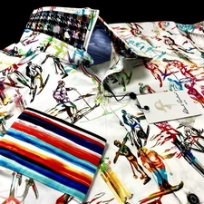 Robert Graham Colorful Artistic Winter Skiing Geometric Sport Shirt $278 2XL