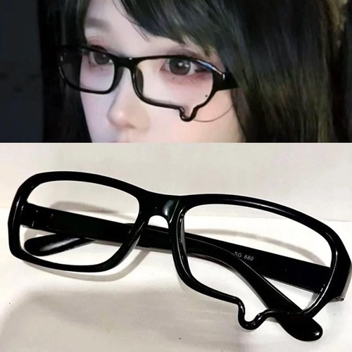 2025 Anime Crying Dripping Tears Glasses Unisex Black Frame Eyeglass Retro N0G0 - Picture 3 of 11