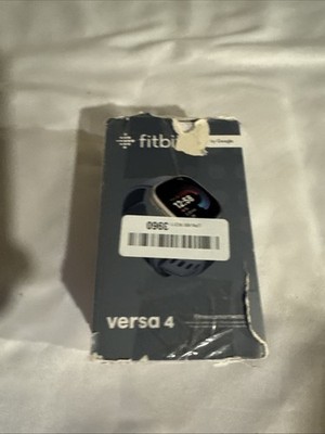 Fitbit Versa 4 Fitness Smartwatch Platinum Aluminum Waterfall Blue Band
