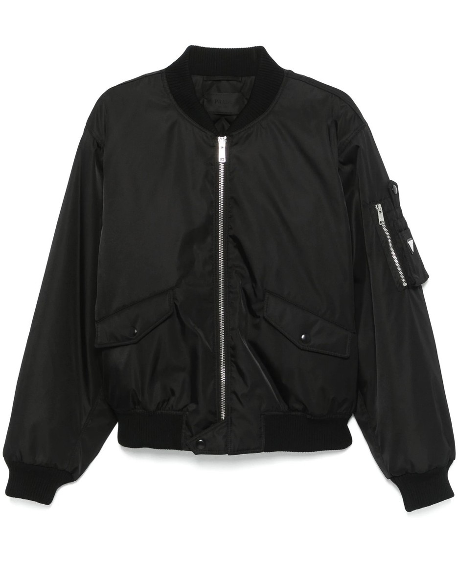 Prada triangle-logo bomber jacket In Black Size Medium RETAIL