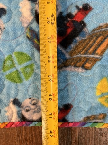 Vintage Handmade Baby Quilt Thomas the Train and Sesame Street Rainbow Edge - Afbeelding 8 van 12