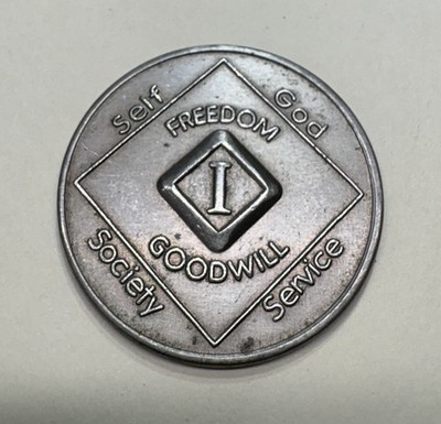 Vintage 1991 Narcotics Anonymous Freedom Goodwill 1 Year Sobriety Coin Very Rare