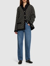GUCCI Logo Wool Jacquard Knit Cardigan - Black,Ivory Paid 3100 Size M
