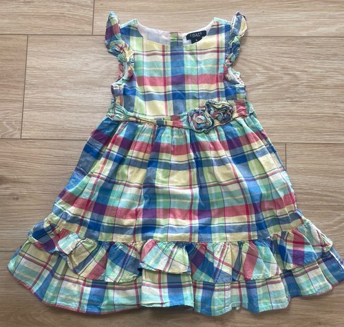 CHAPS Girls Dress Gingham Layered Lined Colorful Ruffle 5 5T