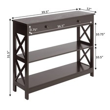 Pemberly Row Transitional Console Table with Drawer in Espresso Wood Finish