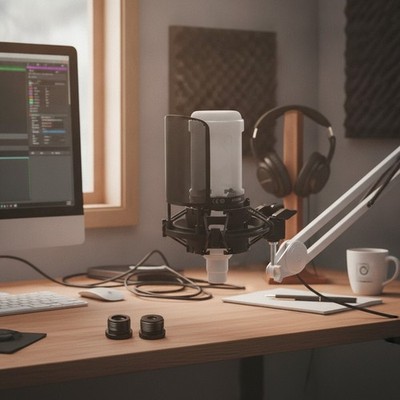 AT2020 Shock Mount Kit with Pro Metal Pop Filter, Ideal for Podcasts & Recording