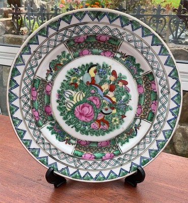 Chinesische Familie Rose Porzellan Medaillon Speiseteller, Schrankteller 25,5 cm