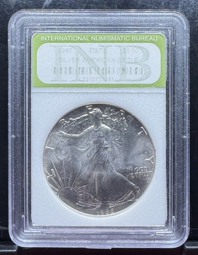 AMERICAN EAGLE SILVER COIN - 1986🔥 / INTER. NUSM.BUREAU GRADING SERVICE - Picture 10 of 11