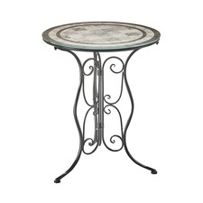 Gartentisch Metalltisch Bistrotisch Tisch in Mosaikoptik Metall  mit Glasplatte