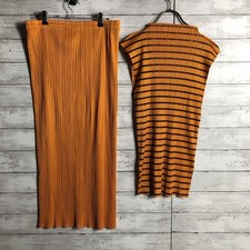 ISSEY MIYAKE Set up Orange sleevelss Shirt  Skirt Size Free  1