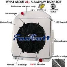 3Rows Radiator+Shroud+Fan Fits 1942-1952 Ford F1 F2 F3 Pickup Chevy V8 Config