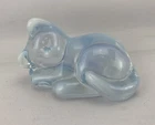 HandMade Beautiful Fenton Cat Opalescent Glass Art Figurine Opal Sleeping Kiiten