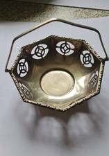 Vintage TOPOINT Silver Plated Ornate Basket Bowl with Handle, Pierced Design