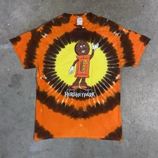 Vtg Mens Reese's Hershey Park Tie Dye T-Shirt Sz Medium Cotton Gildan