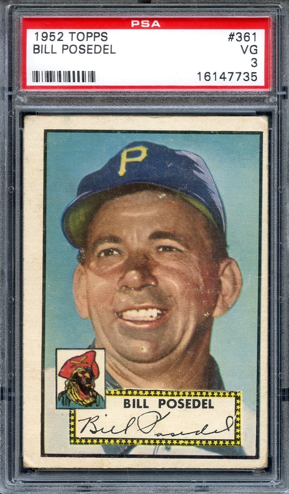 1952 Topps Tough High #361 Bill Posedel PSA 3 Pittsburgh Pirates 7735
