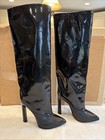 VTG 2014 Jimmy Choo DERIVE Knee Bag Boots Black Leather 38 & 38.5 Fits 7 or 7.5