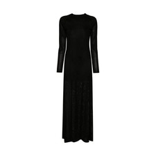 KHAITE Womens Valera Long Sleeve Knit Maxi Dress Black Long Sleeve Small RRP1490