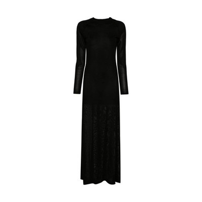 Khaite Damen Valera Langarm Strick Maxikleid Schwarz Langarm Small UVP1490