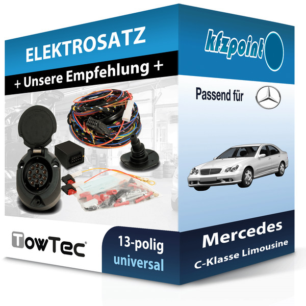 Towtec E-Satz 13Polig Universell Passend für Mercedes C-Klasse Limousine PKW-image