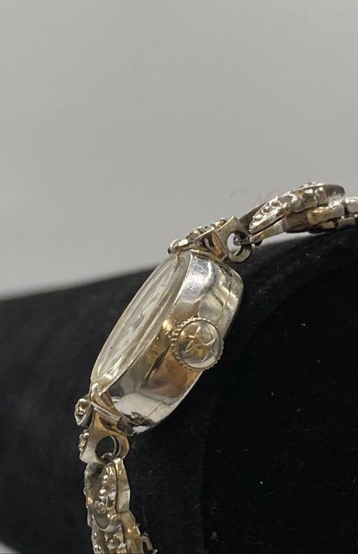 Reloj pulsera para mujer Hamilton 14,7 mm ovalado cuerda diamante oro blanco 10 k 13,3 g Foto 3 de 4