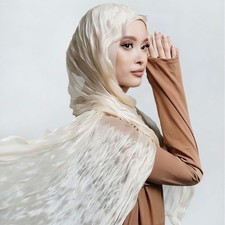 Pleated Long Headscarf Women Hijab Muslim Shawl Wrap Scarves Turban Stoles Scarf