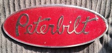 Vintage Peterbilt Oval Truck Red Enamel Hood Emblem 8 Metal Vintage Peterbilt Oval Truck Red Enamel Hood Emblem 8 Metal