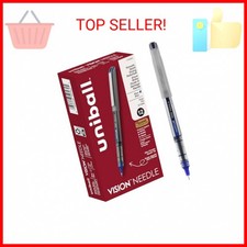 uni-ball uniball Vision Needle Rollerball Pens with 0.7mm Fine Point, Blue, 12 C