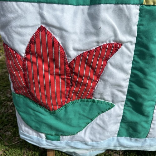 Vintage Handarbeit QUILT Applikation Stil Tulpen groß 96”x82” 1930er - Bild 3 von 13