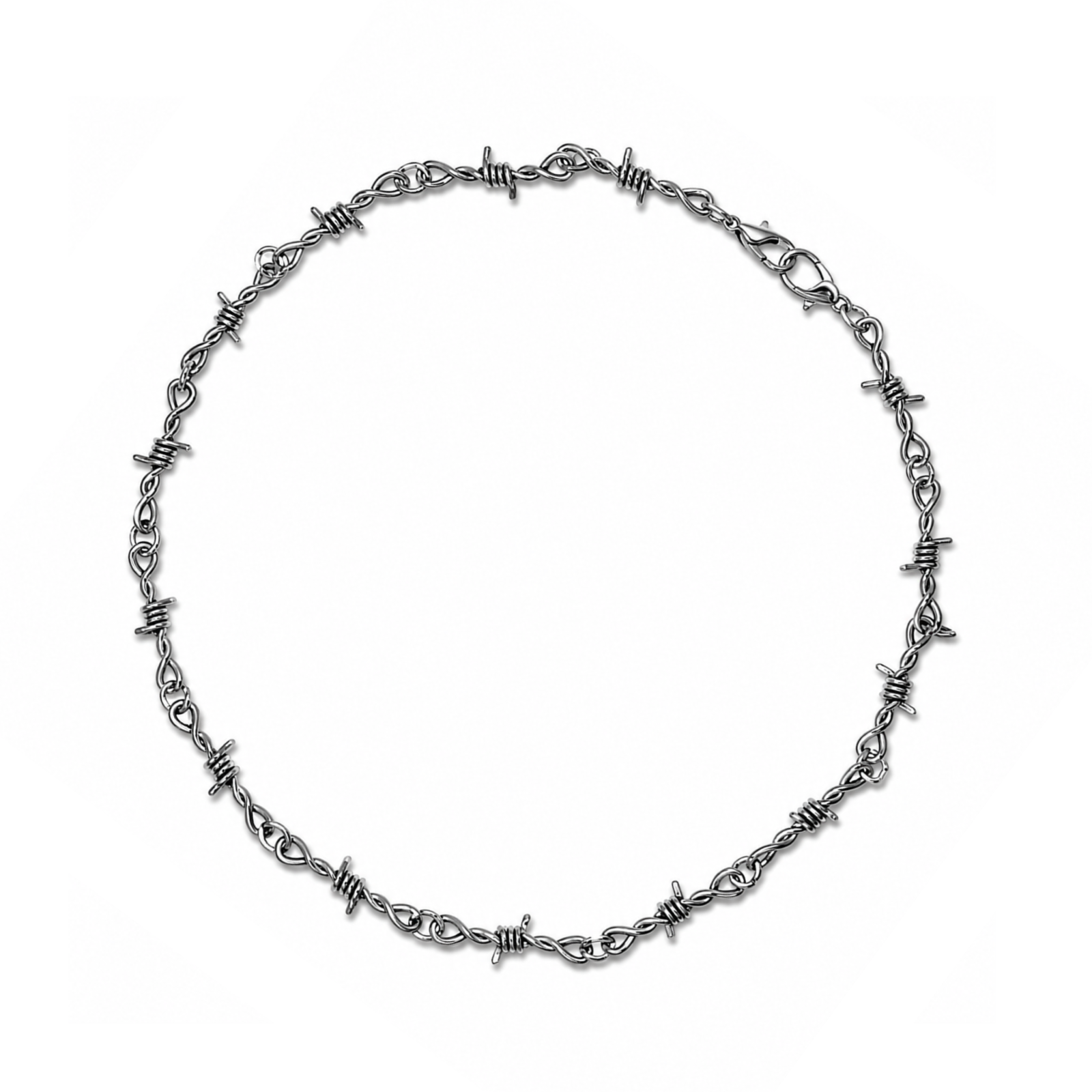 Barbed Wire Necklace Chain Choker Punk Goth Alternative 20 Inch