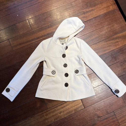 OFF WHITE Sugarfly Pea Coat Giacca Donna Con Cappuccio Taglia M Off White