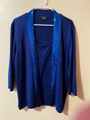 Preowned One piece ELEMENTZ Blue Blazer Sweater Top Woman Plus Size 2X - Picture 2 of 13