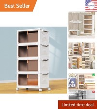 Functional Folding Plastic Bins with Translucent Doors - Easy Access Design