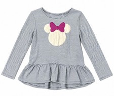 Disney Jumping Beans Girls Minnie Mouse Striped Peplum Long Sleeve Top Size 6