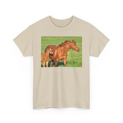 Equine Mare and Foal Portrait Unisex Heavy Cotton Tee