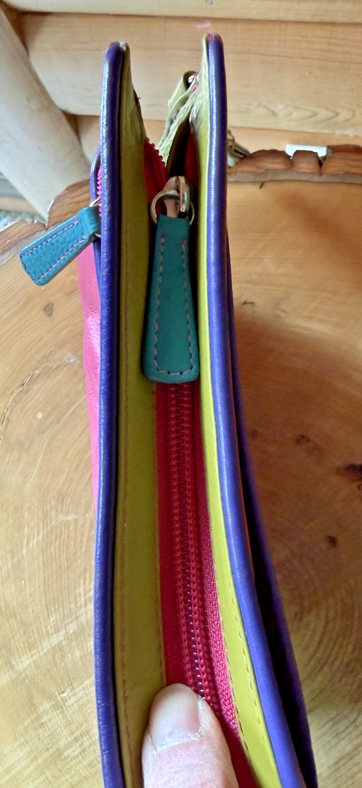 ili NY Leather Multi Colored Block Pattern Women'… - image 4