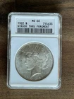 1922 ERROR Struck Thru Fragment PEACE Silver Dollar MS60 ANACS