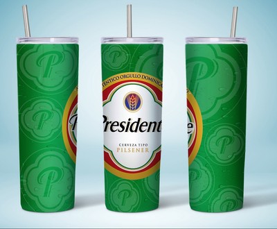 Cerveza Presidente 20oz Insulated Tumbler With Box Lid Straw