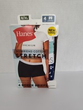 Hanes Women's 4pk Cotton Stretch Boyfriend Boxer Briefs Size 8/XL