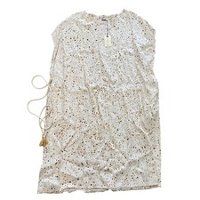 UQNATU Sack Tunic Dress Paint Splatter Cotton Lagenlook Midi Tie Waist Dress NWT