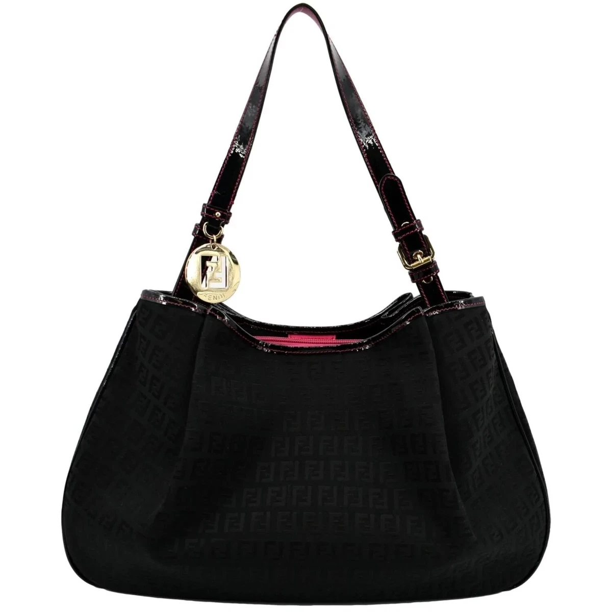 FENDI Zucchino Print Canvas Shopping Tote Bag Black eBay